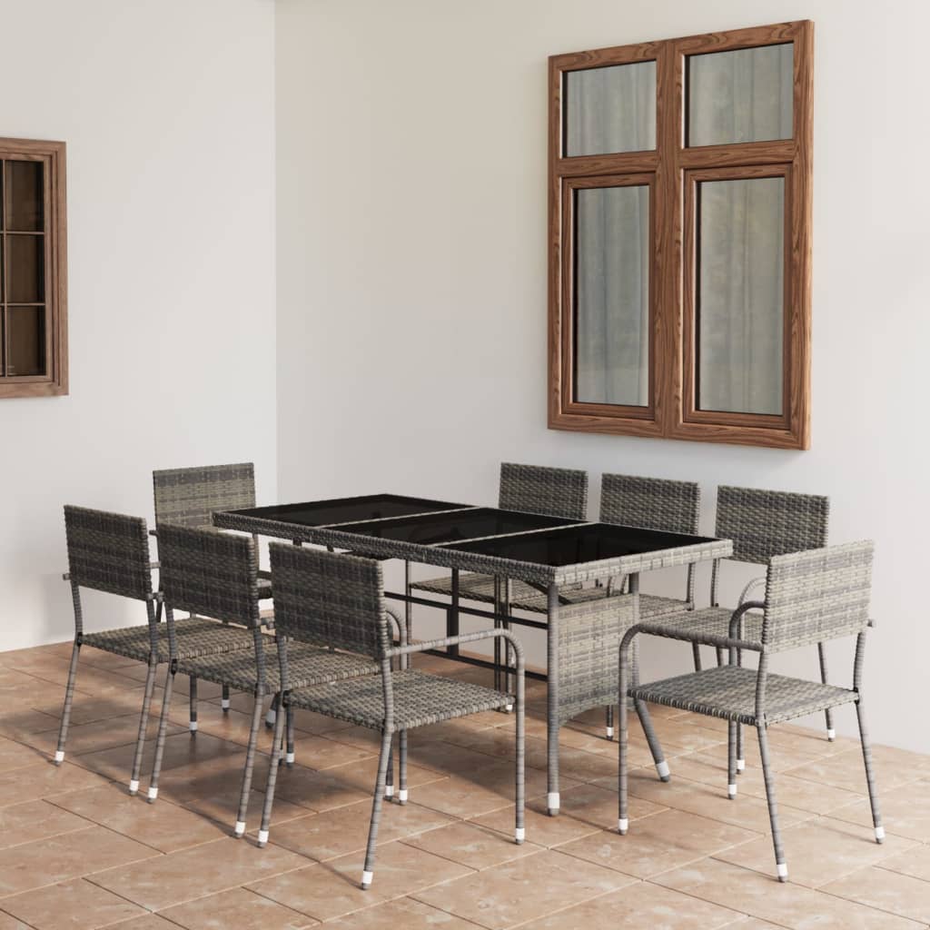 5 Piece Garden Dining Set Poly Rattan Grey