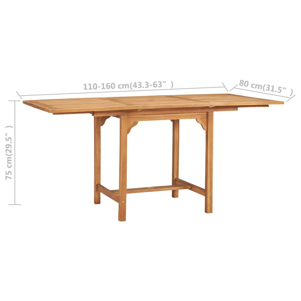 5 Piece Garden Dining Set Solid Teak Wood