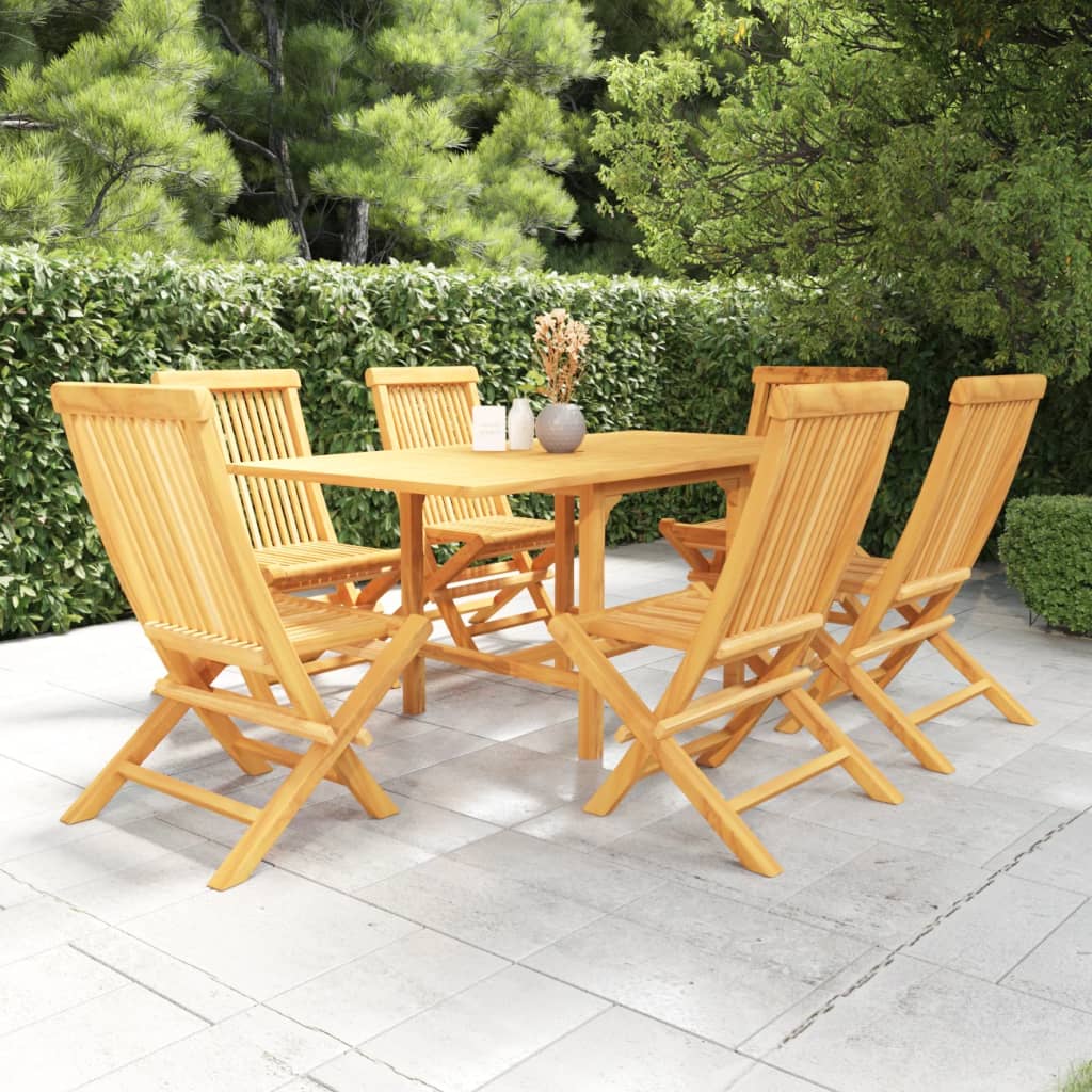 5 Piece Garden Dining Set Solid Teak Wood