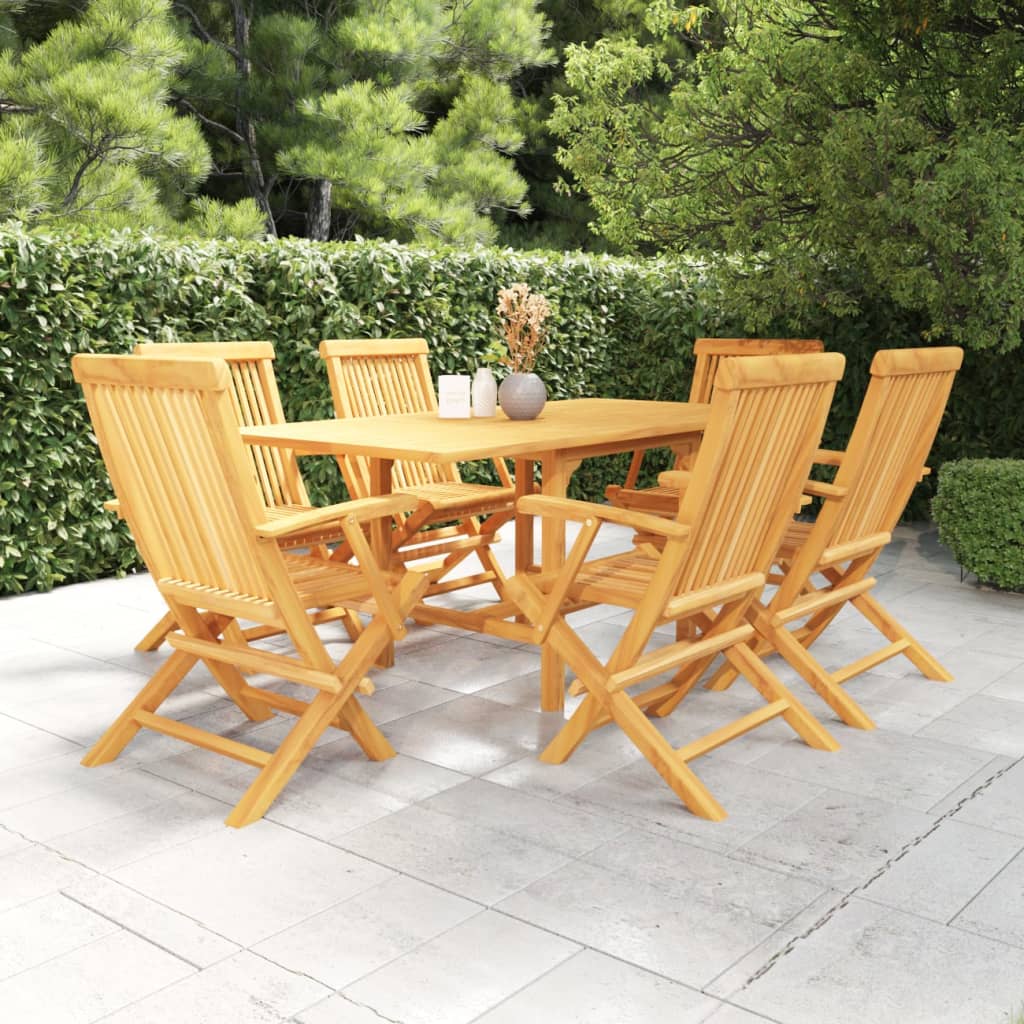 5 Piece Garden Dining Set Solid Teak Wood