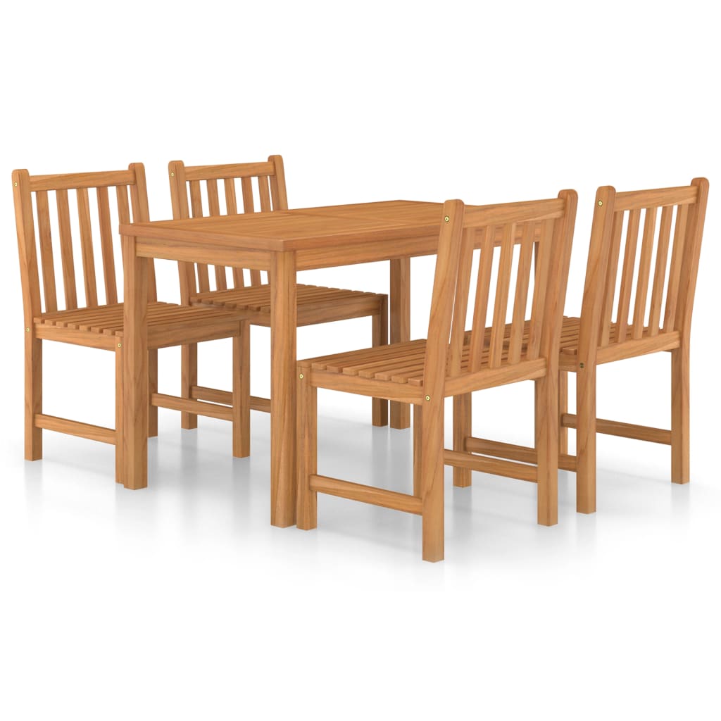 5 Piece Garden Dining Set Solid Teak Wood