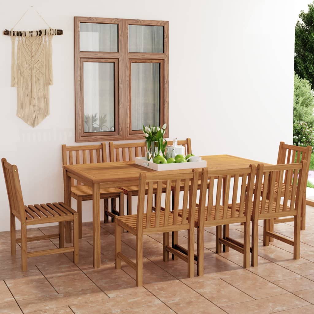 5 Piece Garden Dining Set Solid Wood Teak