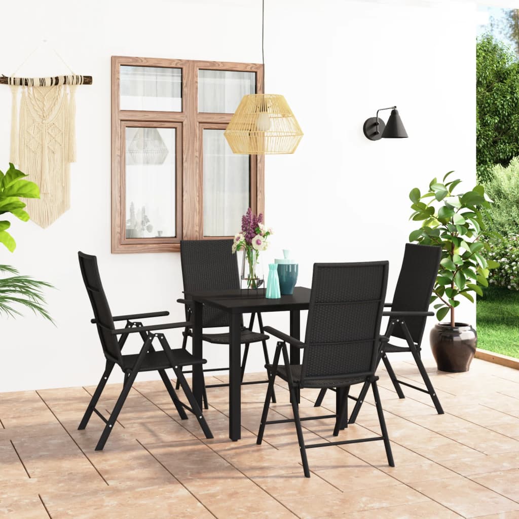7 Piece Garden Dining Set Black