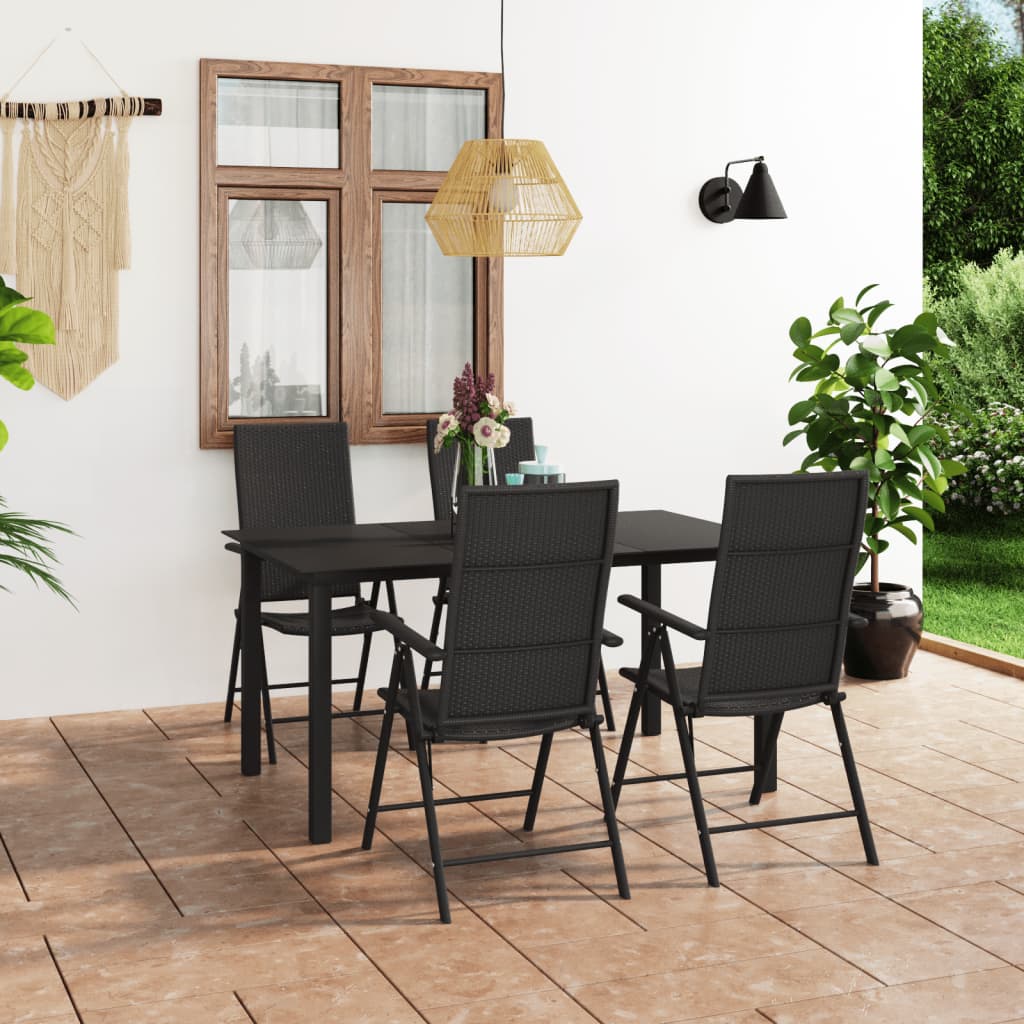7 Piece Garden Dining Set Black