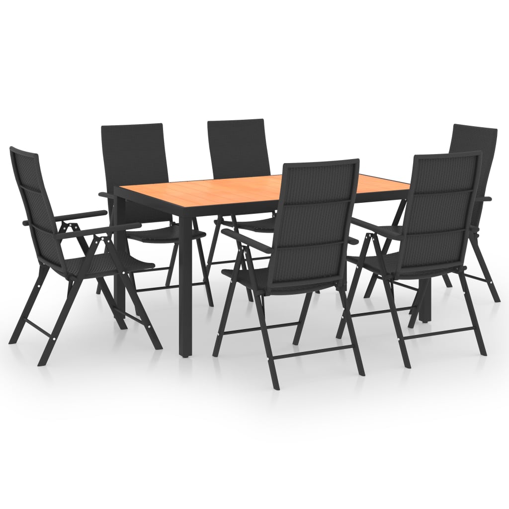 7 Piece Garden Dining Set Black And Brown