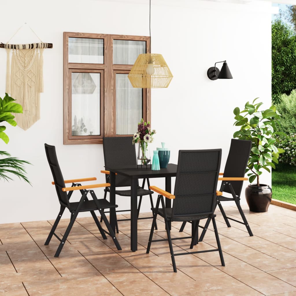 7 Piece Garden Dining Set Black And Brown