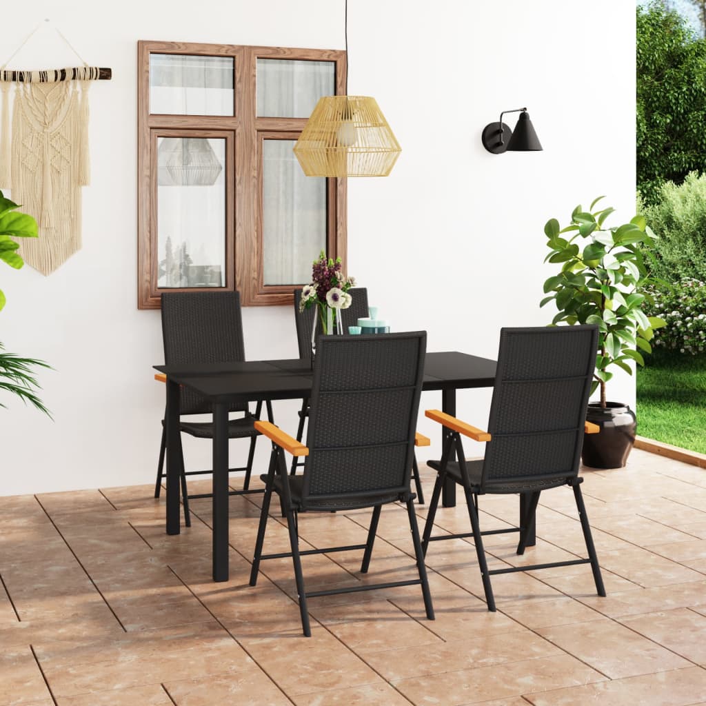 7 Piece Garden Dining Set Black And Brown