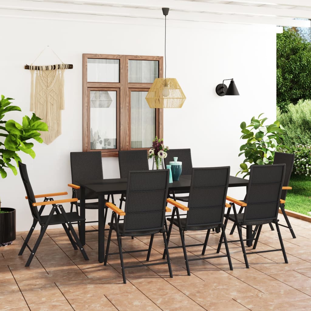 7 Piece Garden Dining Set Black And Brown