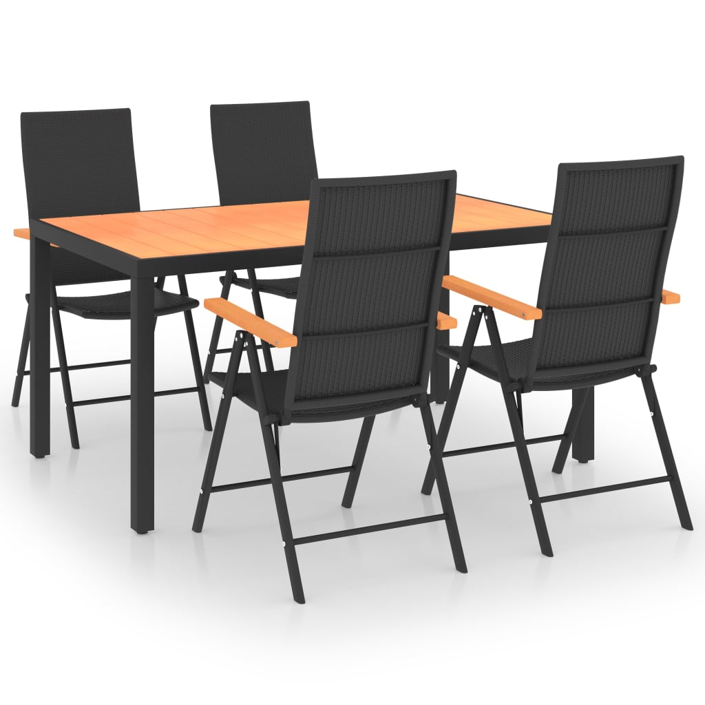 5 Piece Garden Dining Set Black And Brown