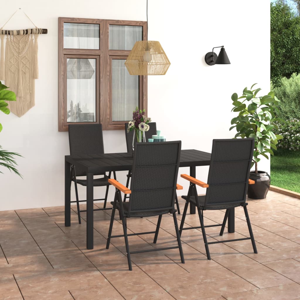 5 Piece Garden Dining Set Black And Brown