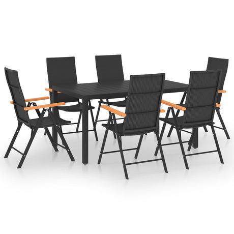 7 Piece Garden Dining Set Black And Brown