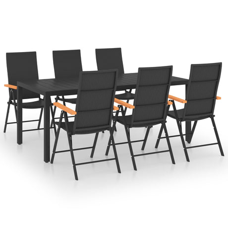 7 Piece Garden Dining Set Black And Brown