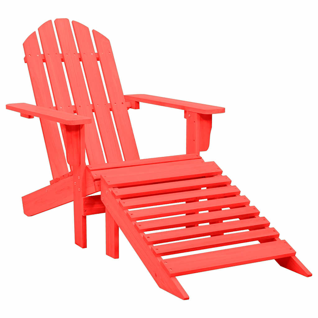 Garden Adirondack Chair With Ottoman Solid Fir Wood