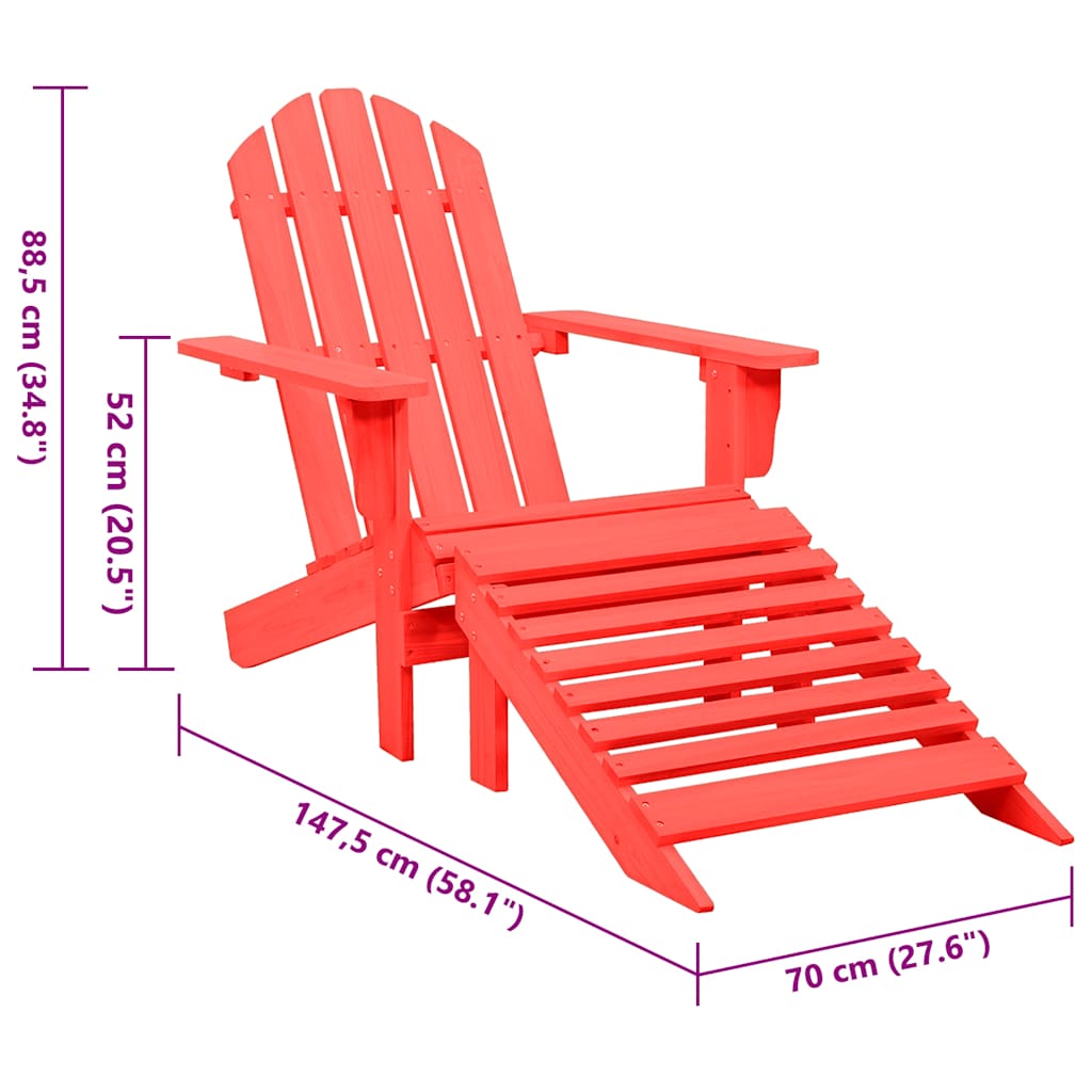 Garden Adirondack Chair With Ottoman Solid Fir Wood