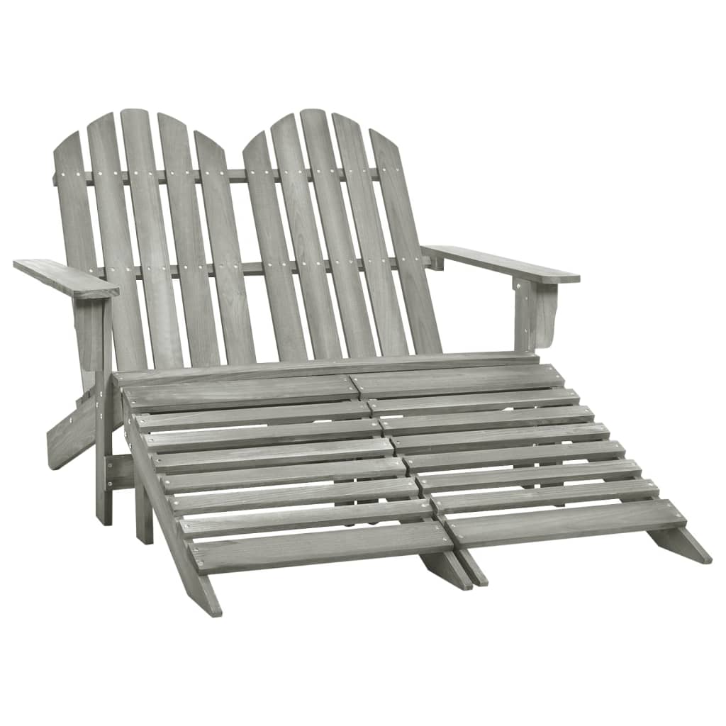 2-Seater Garden Adirondack Chair&Ottoman Fir Wood