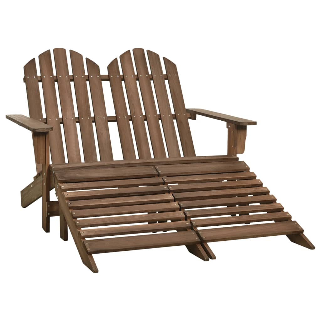 2-Seater Garden Adirondack Chair&Ottoman Fir Wood