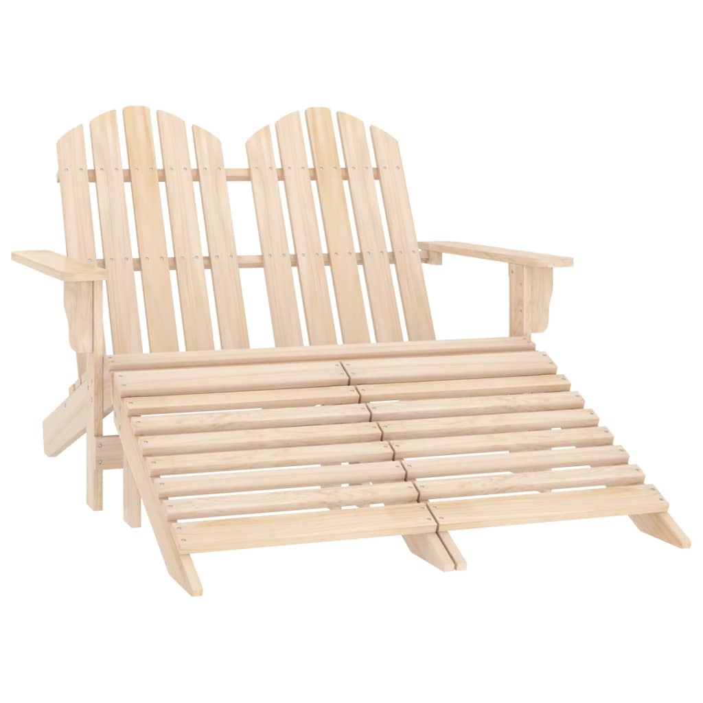 2-Seater Garden Adirondack Chair&Ottoman Fir Wood