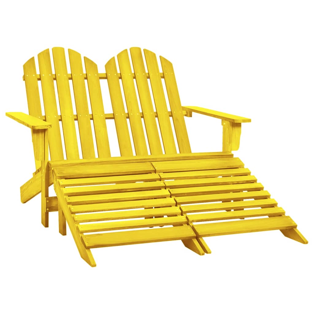 2-Seater Garden Adirondack Chair&Ottoman Fir Wood