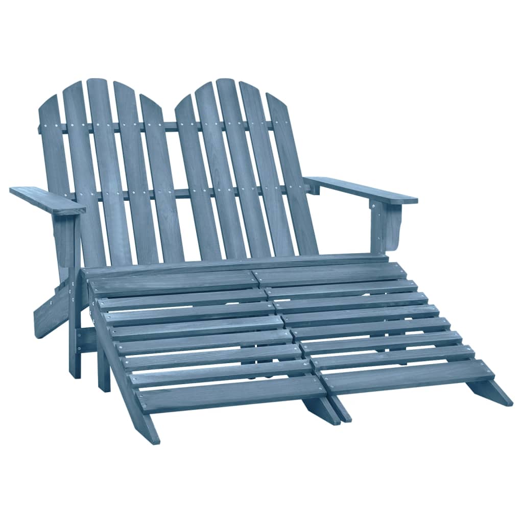 2-Seater Garden Adirondack Chair&Ottoman Fir Wood