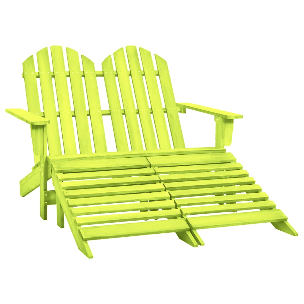2-Seater Garden Adirondack Chair&Ottoman Fir Wood