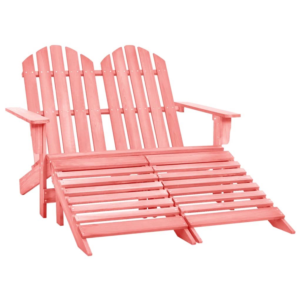 2-Seater Garden Adirondack Chair&Ottoman Fir Wood