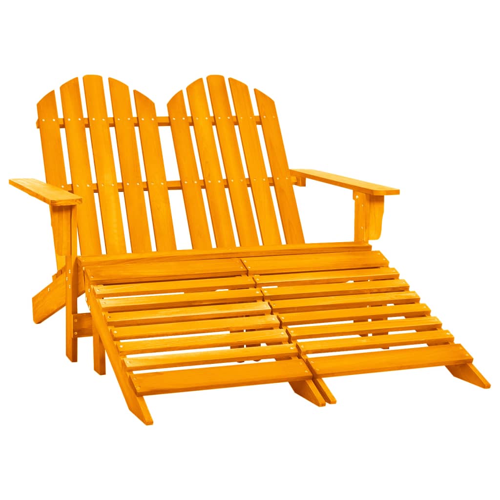 2-Seater Garden Adirondack Chair&Ottoman Fir Wood