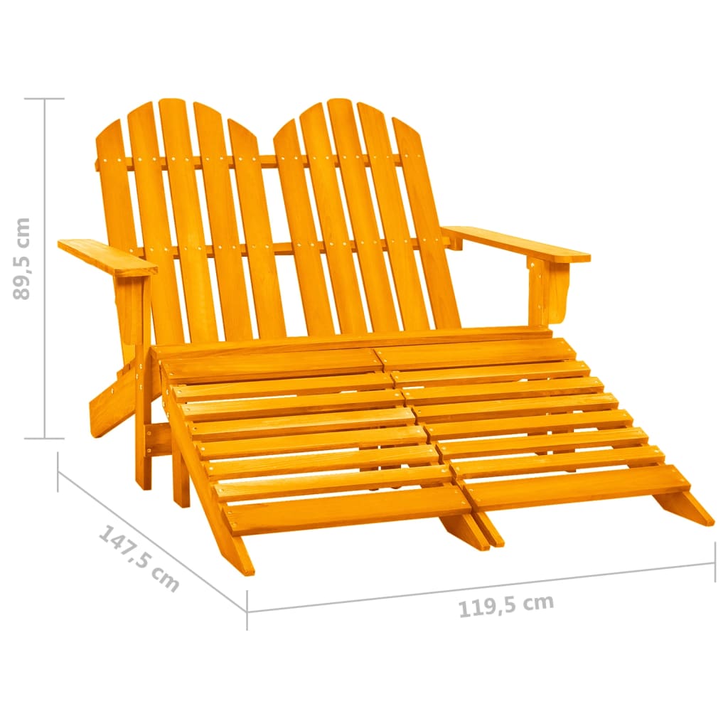 2-Seater Garden Adirondack Chair&Ottoman Fir Wood