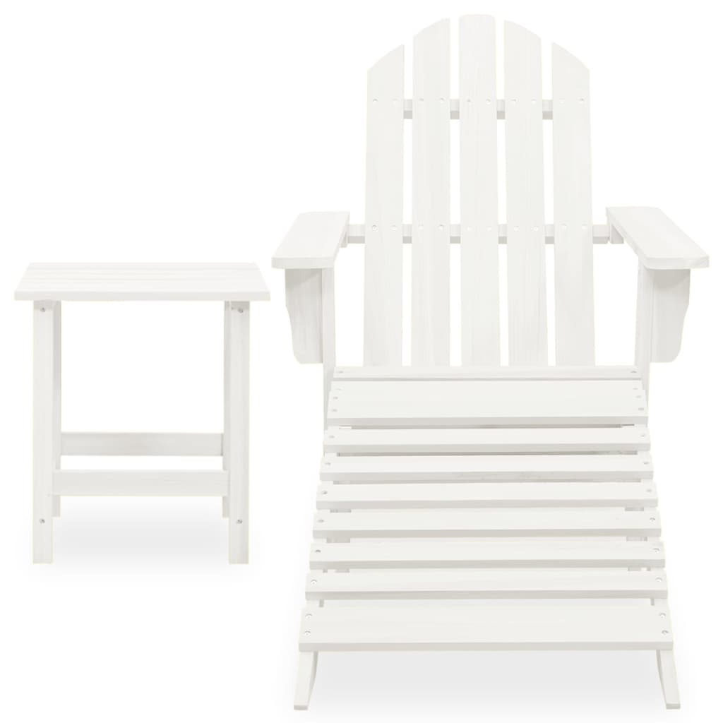 Garden Adirondack Chair With Ottoman&Table Solid Fir Wood