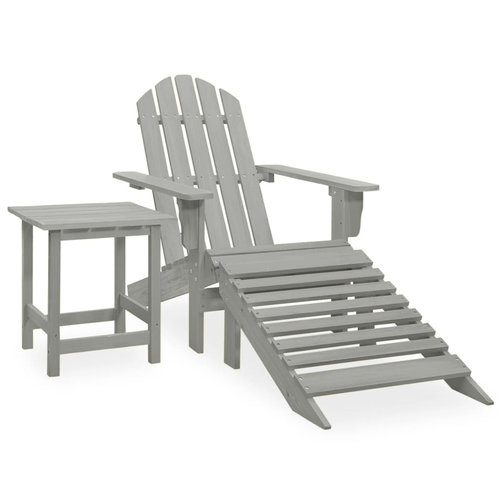Garden Adirondack Chair With Ottoman&Table Solid Fir Wood