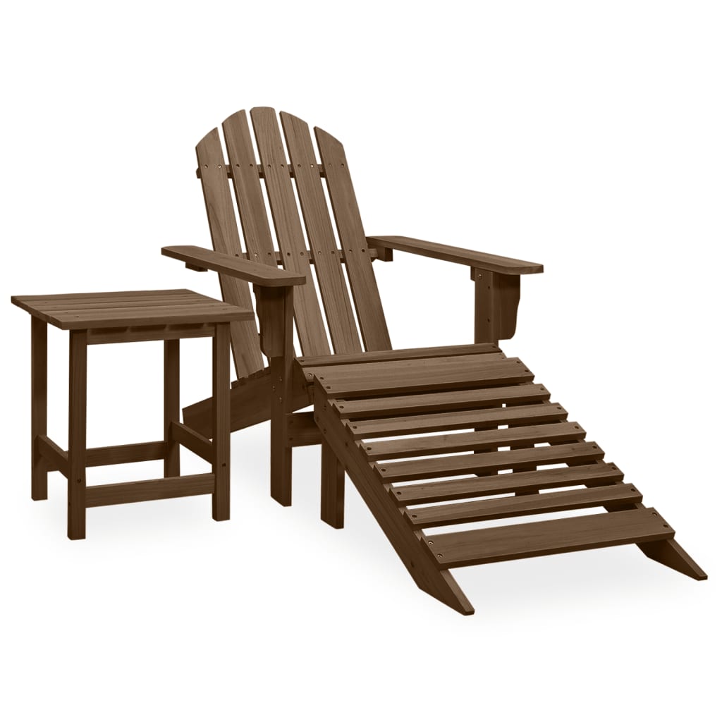 Garden Adirondack Chair With Ottoman&Table Solid Fir Wood