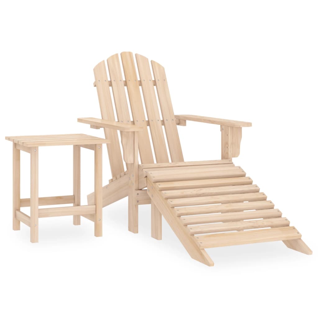 Garden Adirondack Chair With Ottoman&Table Solid Fir Wood