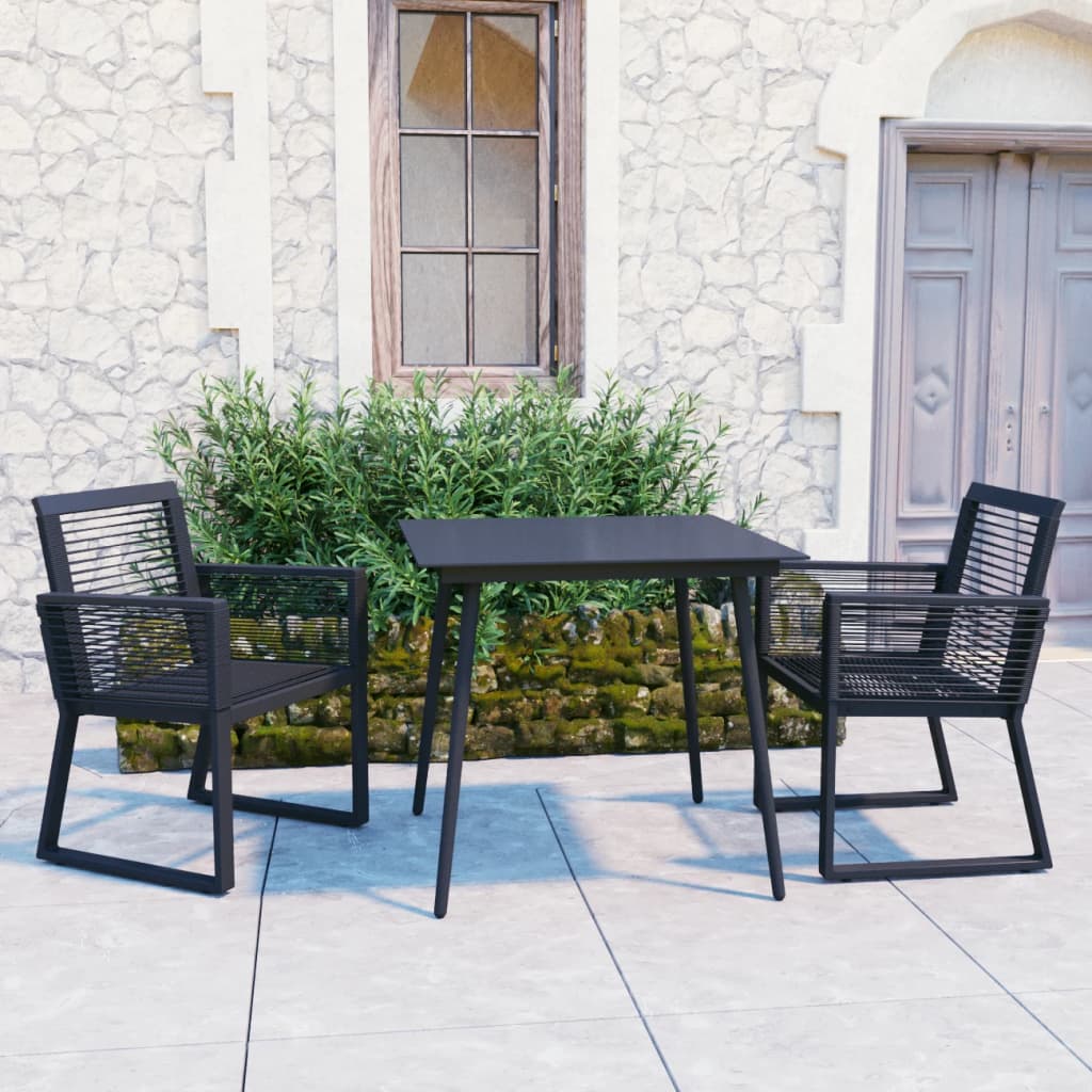 5 Piece Outdoor Dining Set Pvc Rattan Black