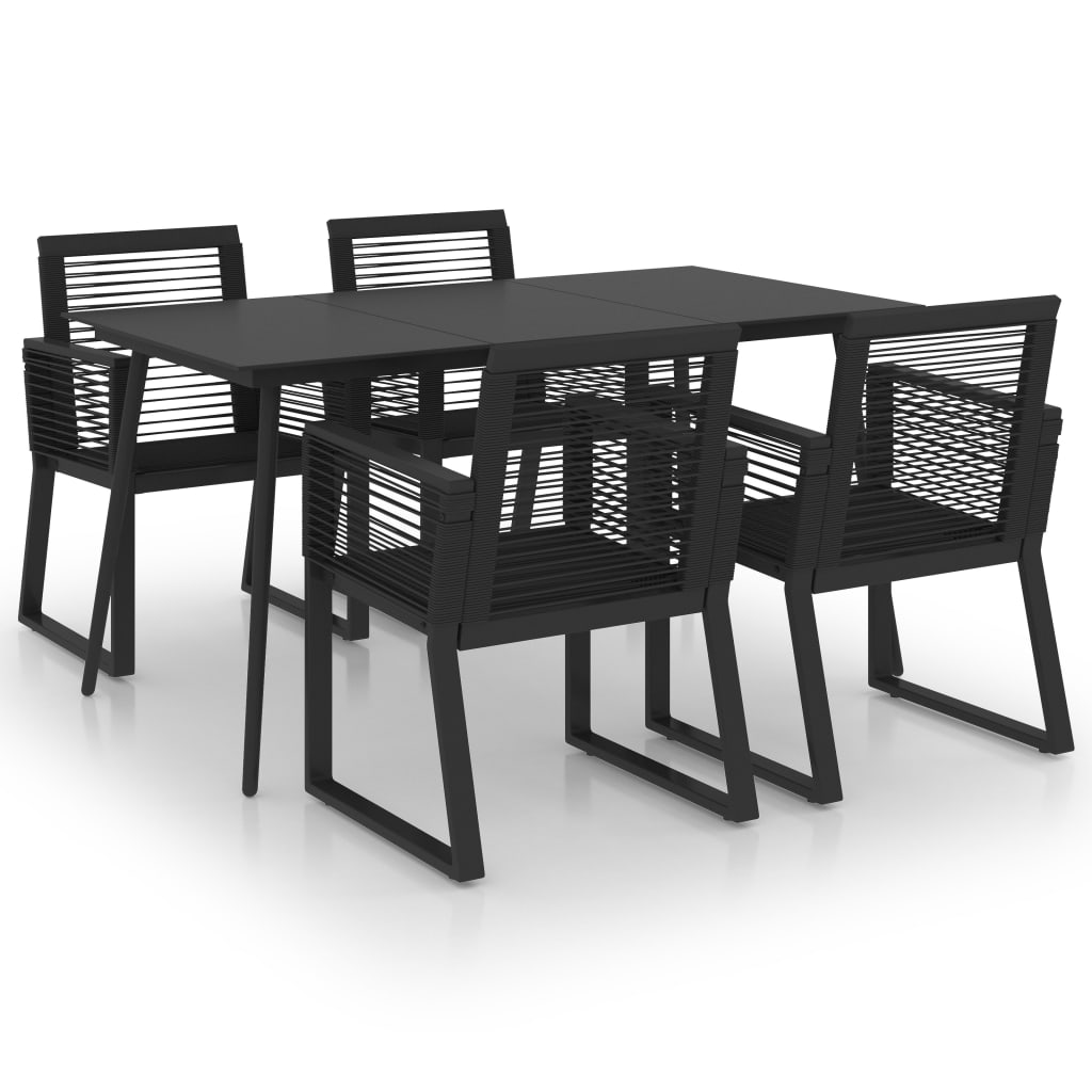 5 Piece Outdoor Dining Set Pvc Rattan Black