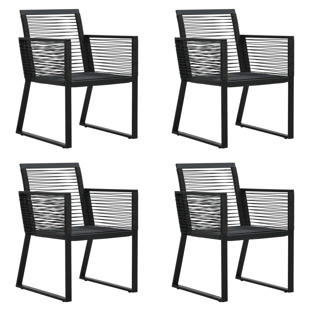 5 Piece Outdoor Dining Set Pvc Rattan Black