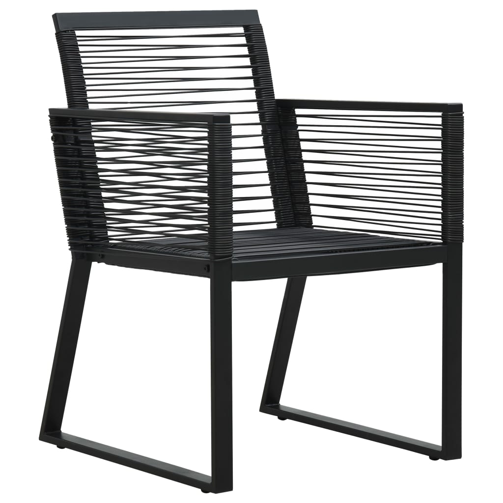 5 Piece Outdoor Dining Set Pvc Rattan Black