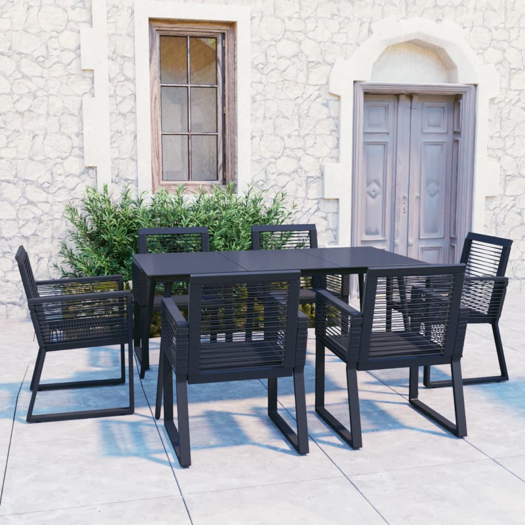 5 Piece Outdoor Dining Set Pvc Rattan Black