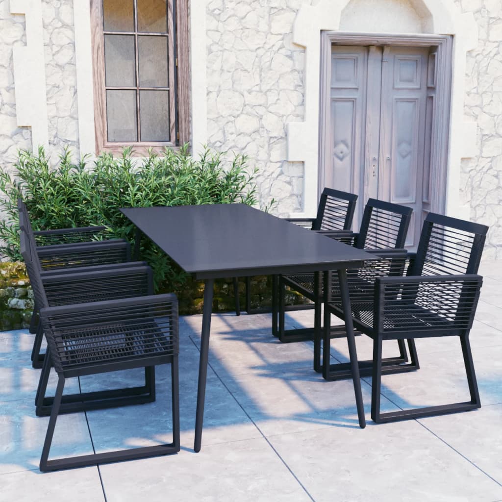 5 Piece Outdoor Dining Set Pvc Rattan Black