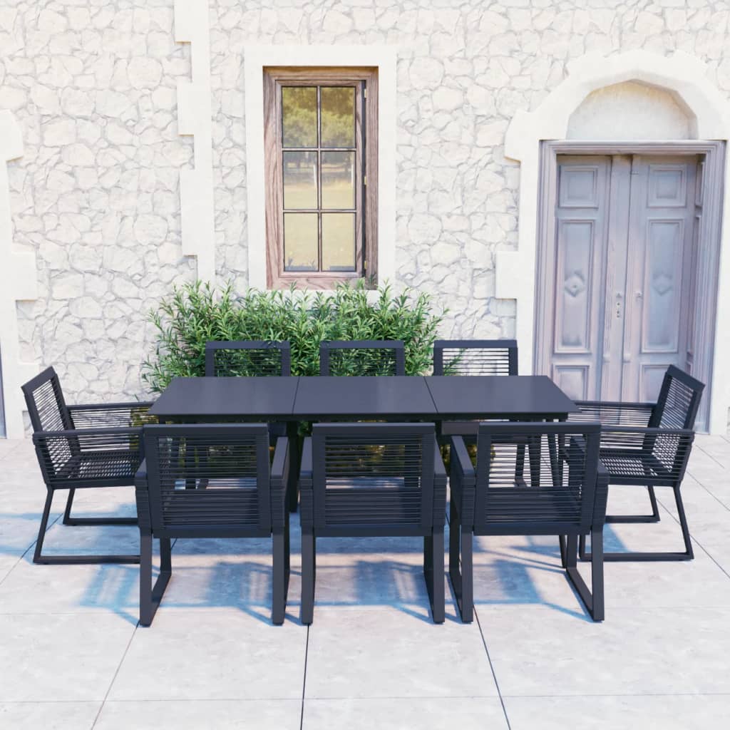 5 Piece Outdoor Dining Set Pvc Rattan Black