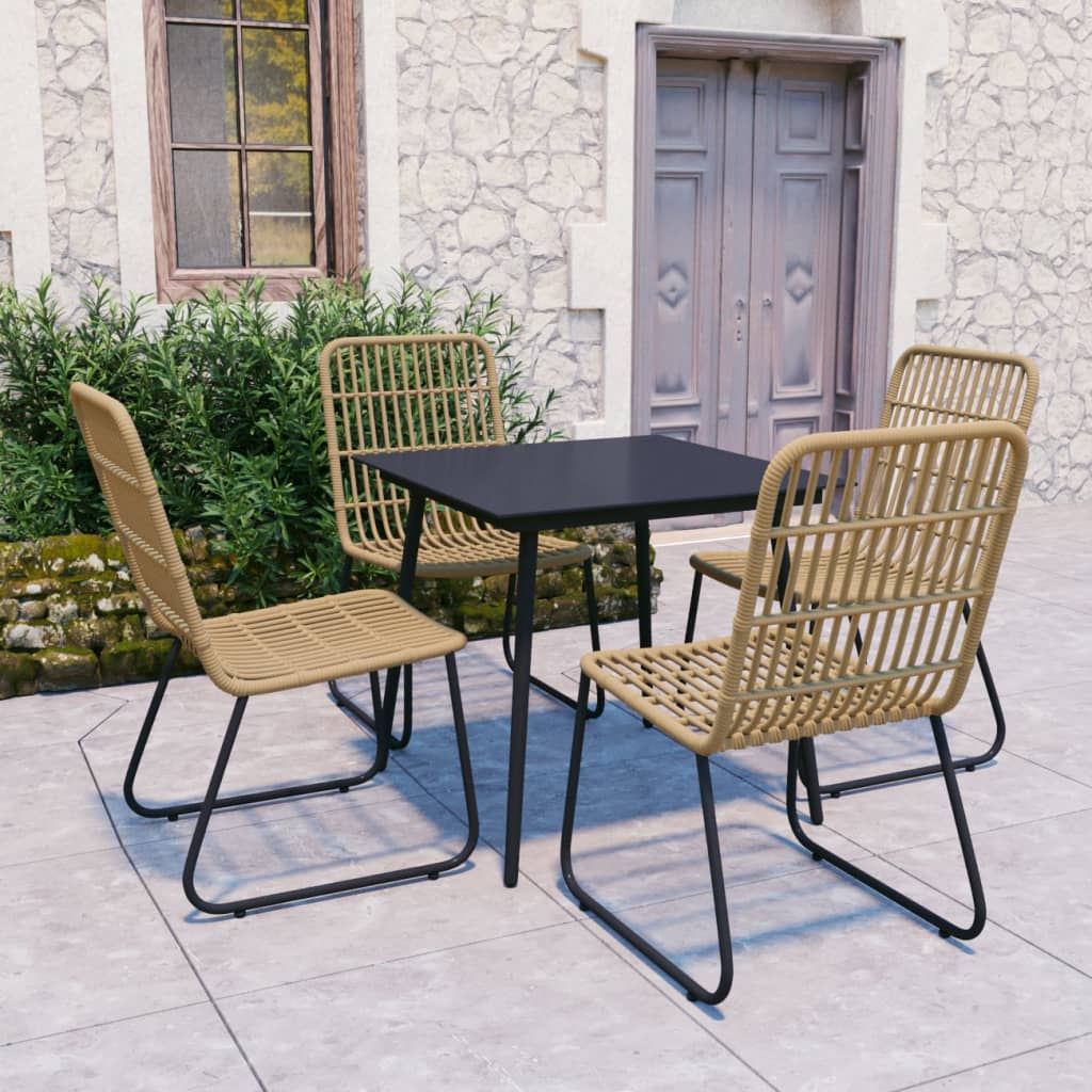 3 Piece Outdoor Dining Set Poly Rattan And Glass