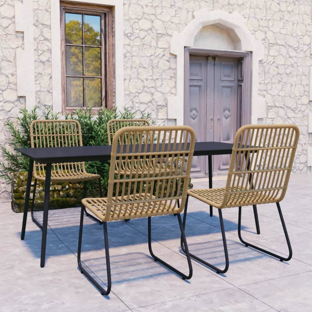 3 Piece Outdoor Dining Set Poly Rattan And Glass