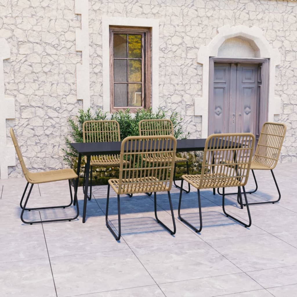 3 Piece Outdoor Dining Set Poly Rattan And Glass
