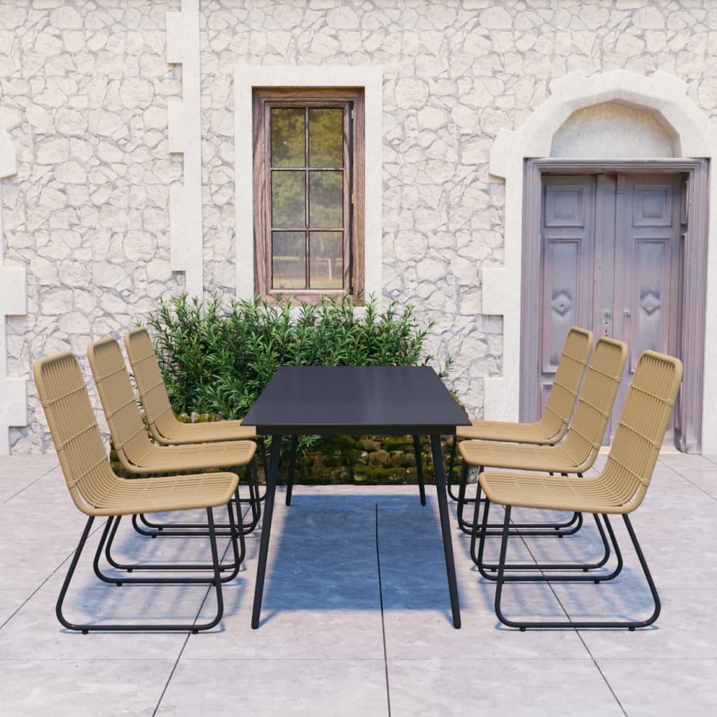 3 Piece Outdoor Dining Set Poly Rattan And Glass