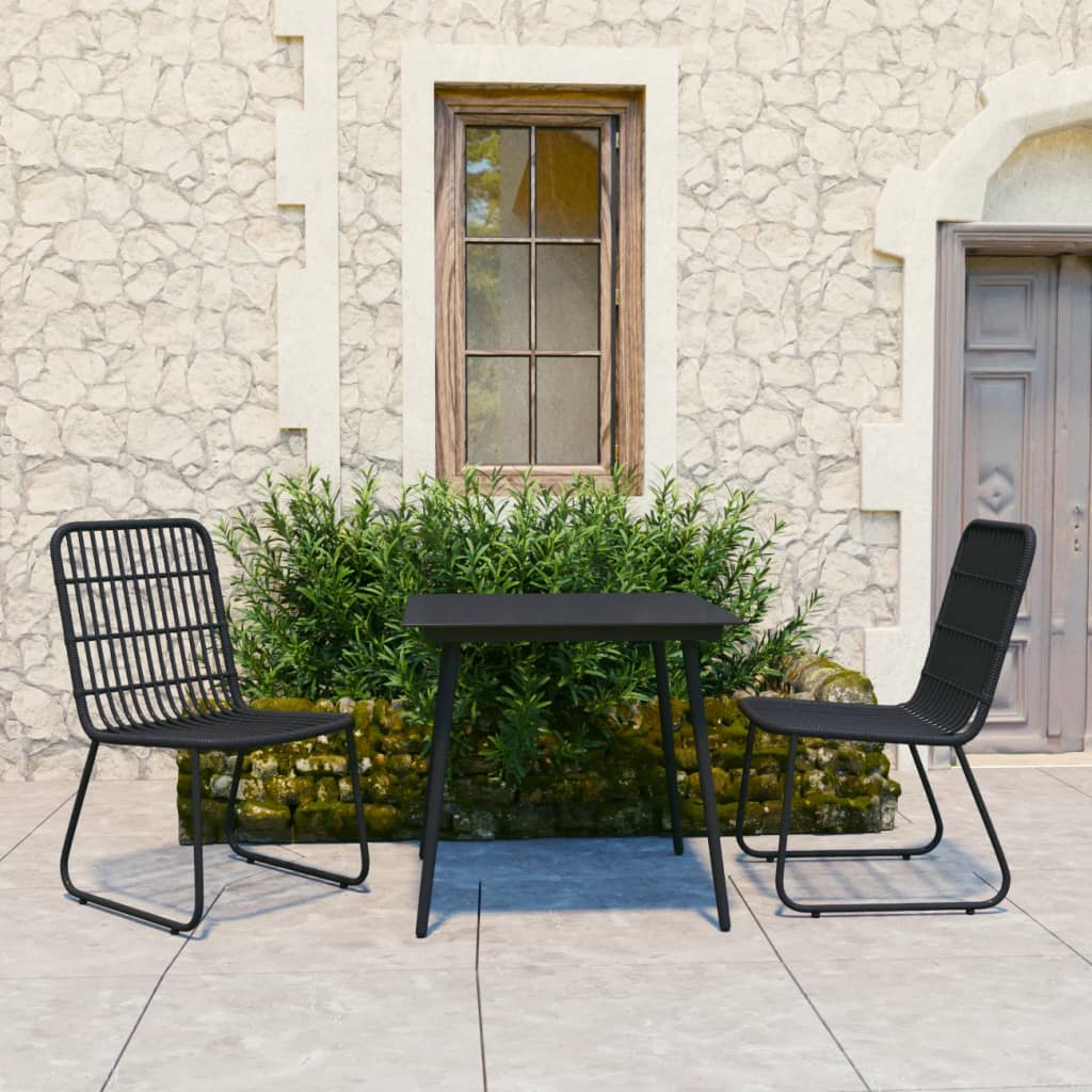 3 Piece Outdoor Dining Set Poly Rattan And Glass