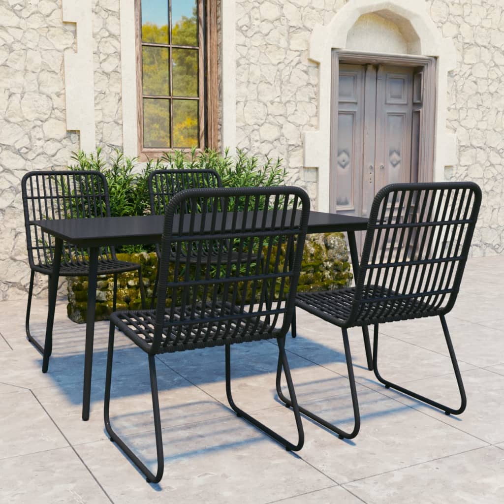 3 Piece Outdoor Dining Set Poly Rattan And Glass