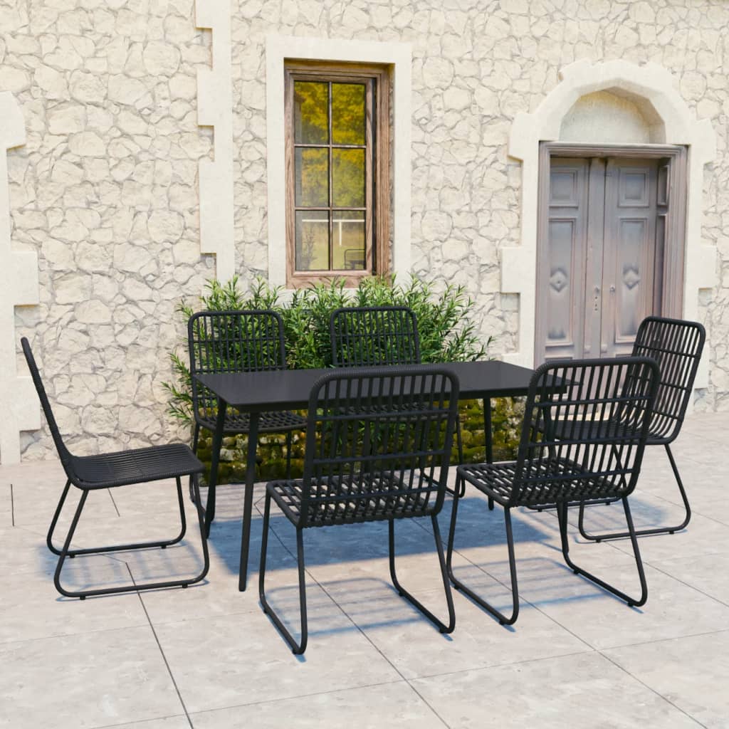 3 Piece Outdoor Dining Set Poly Rattan And Glass