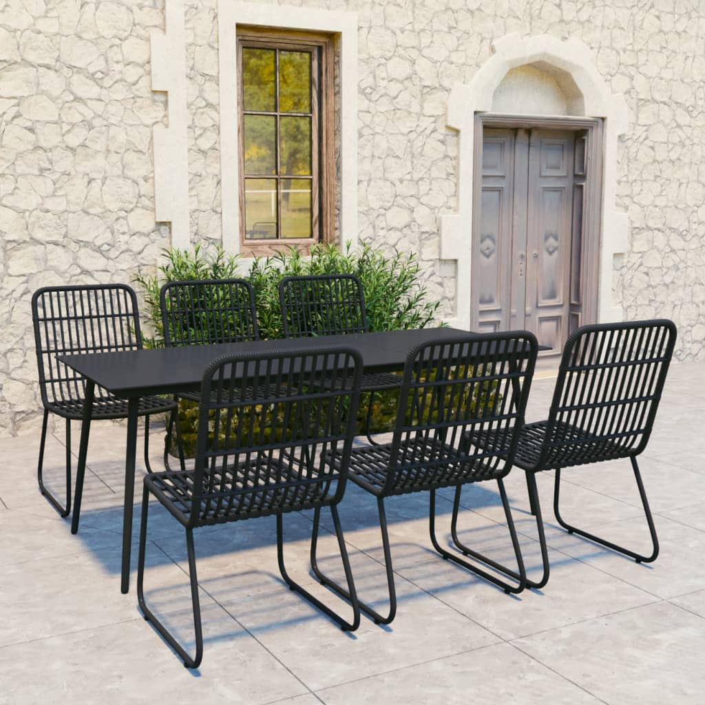 3 Piece Outdoor Dining Set Poly Rattan And Glass