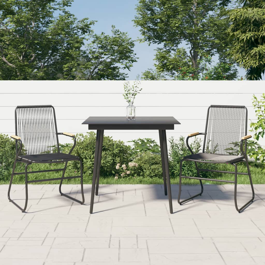 5 Piece Garden Dining Set Black Pvc Rattan