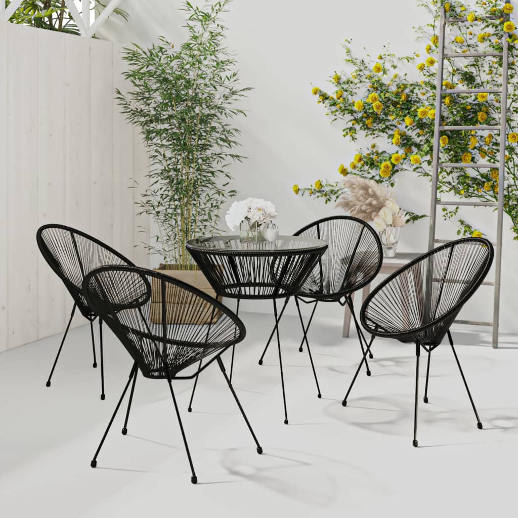 3 Piece Outdoor Dining Set Pvc Rattan Black