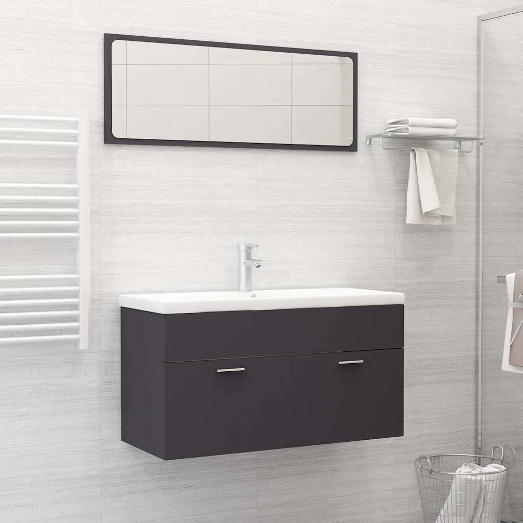 2 Piece Bathroom Furniture Set Engineered Wood