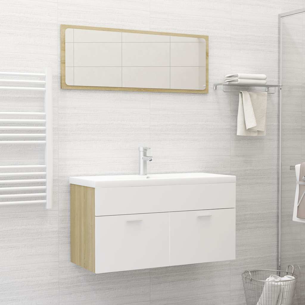 2 Piece Bathroom Furniture Set Engineered Wood